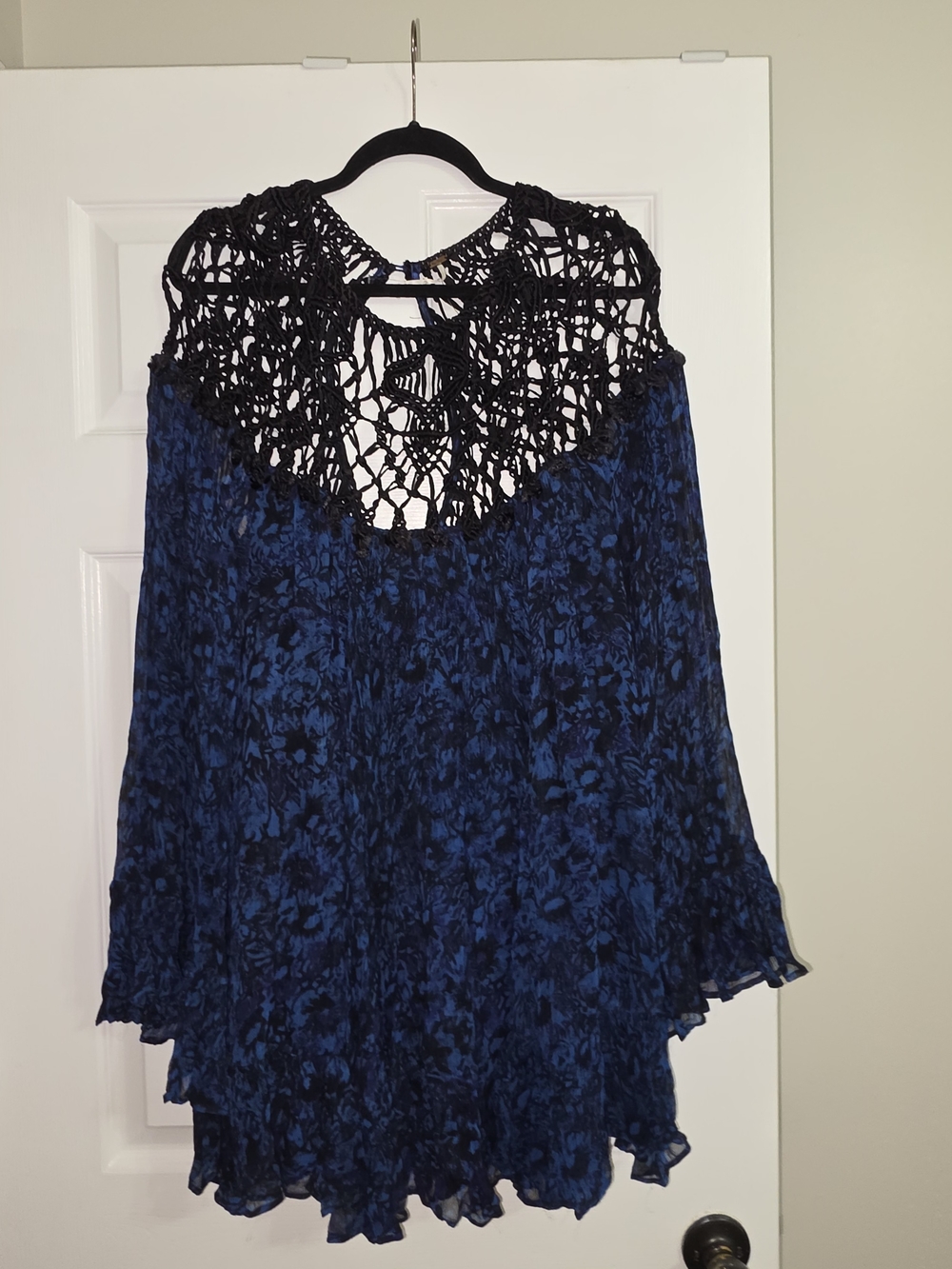 Free People Navy and Black Crochet Faded Daisy Dress